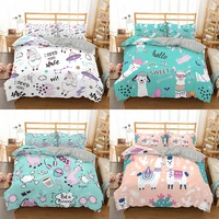 3pcs cartoons lovely alpaca pattern bedding set queen size duvet cover comforter bed cover set bedclothes quilt multiple size