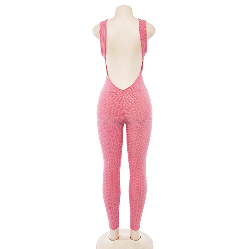Женский спортивный комбинезон с открытой спиной сексуальный Облегающий для