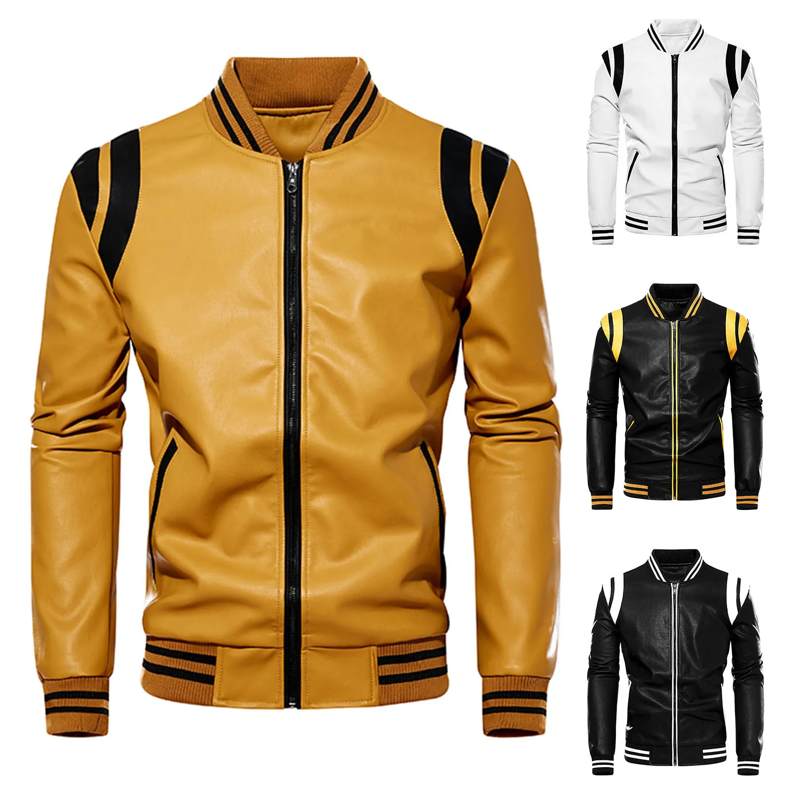 

Leather Jacket Men Winter Fleece Motorcycle PU Leahter Jacket Male Stand Collar Casual Windbreaker Ropa De Hombre Slim Coat