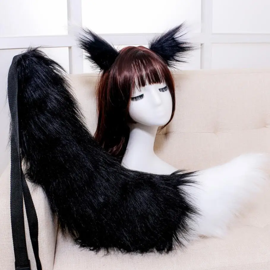 

Sexy Woman lovely Lolita cat Fox Headband tail Headdress Plush ears tail Anime cosplay Props