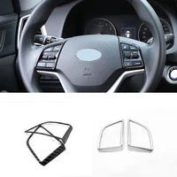 for hyundai tucson 2015 2019 accessories abs carbon fiber car steering wheel button frame cover trim sticker car styling 2pcs