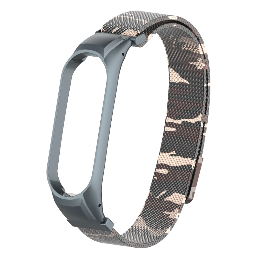 Camouflage brown Браслет mi Band 4, 3, магнитный привлекательный металлический браслет и браслет для Xiaomi mi, Band 4, Смарт mi 3, 4, аксессуары, ремешок на запястье - Цвет: Camouflage brown