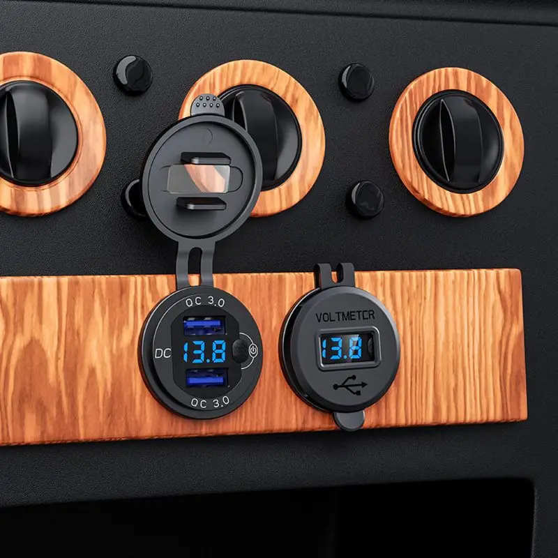 Алюминиевая водонепроницаемая двойная розетка для быстрой зарядки 12 В 24 18 Вт QC3.0