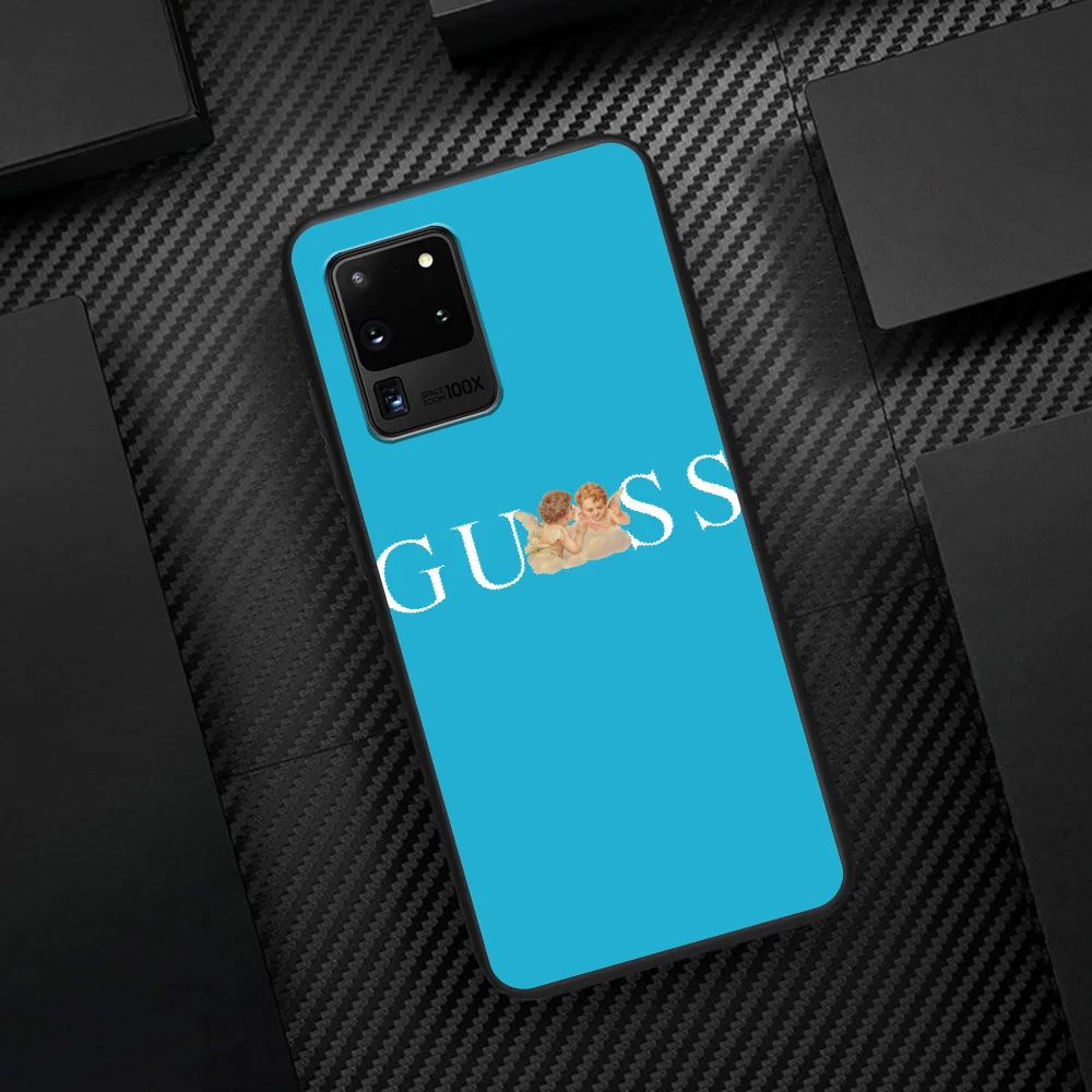 

GUESS Brand Phone Case Cover Hull For Samsung Galaxy S 6 7 8 9 10 e 20 Edge Note 8 9 10 Plus black Bumper Painting Back Pretty