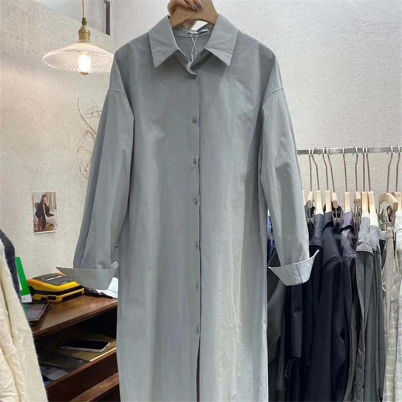 

Women Shirt Dresses Spring Autumn 2021 New Casual Oversize Button Korean Style Elegant Wild Lady Long Dresses