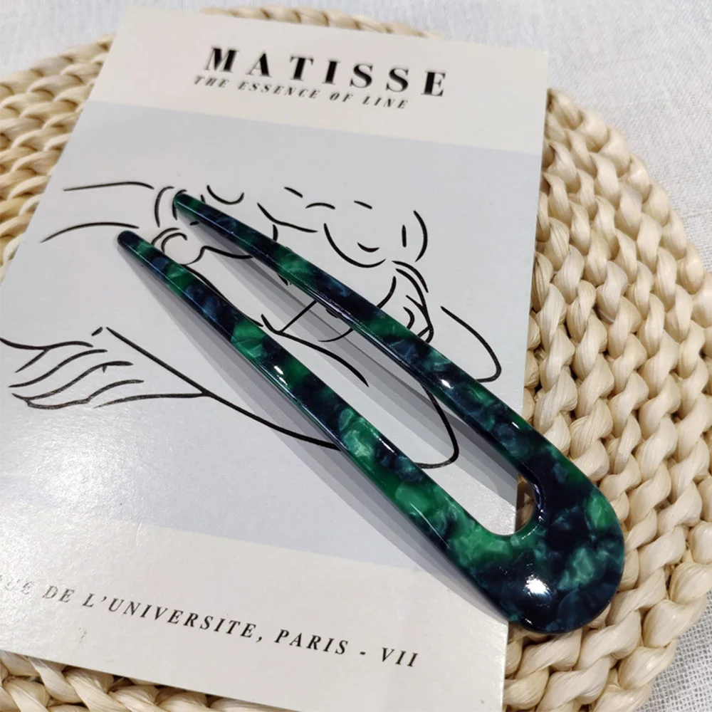 Ацетатная шпилька для волос U образная Женская шариковая головка с мраморным