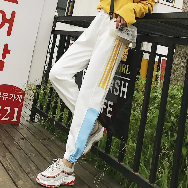 Женские повседневные свободные брюки до щиколотки с карманами в стиле Харадзюку