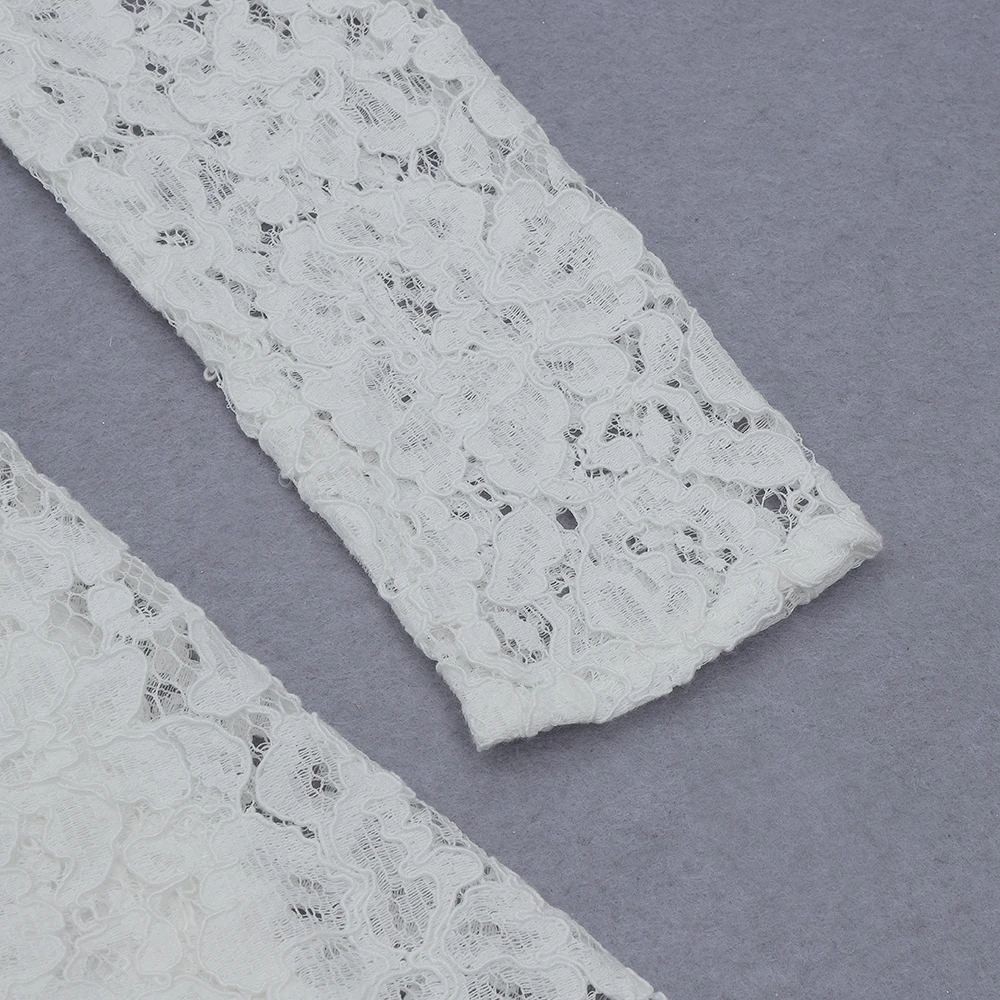 

2021 New Summer Women's Sexy O-neck Long-sleeved White Lace Ruffled Elegant Dress Fashion Designer Club Party Dress Vestido