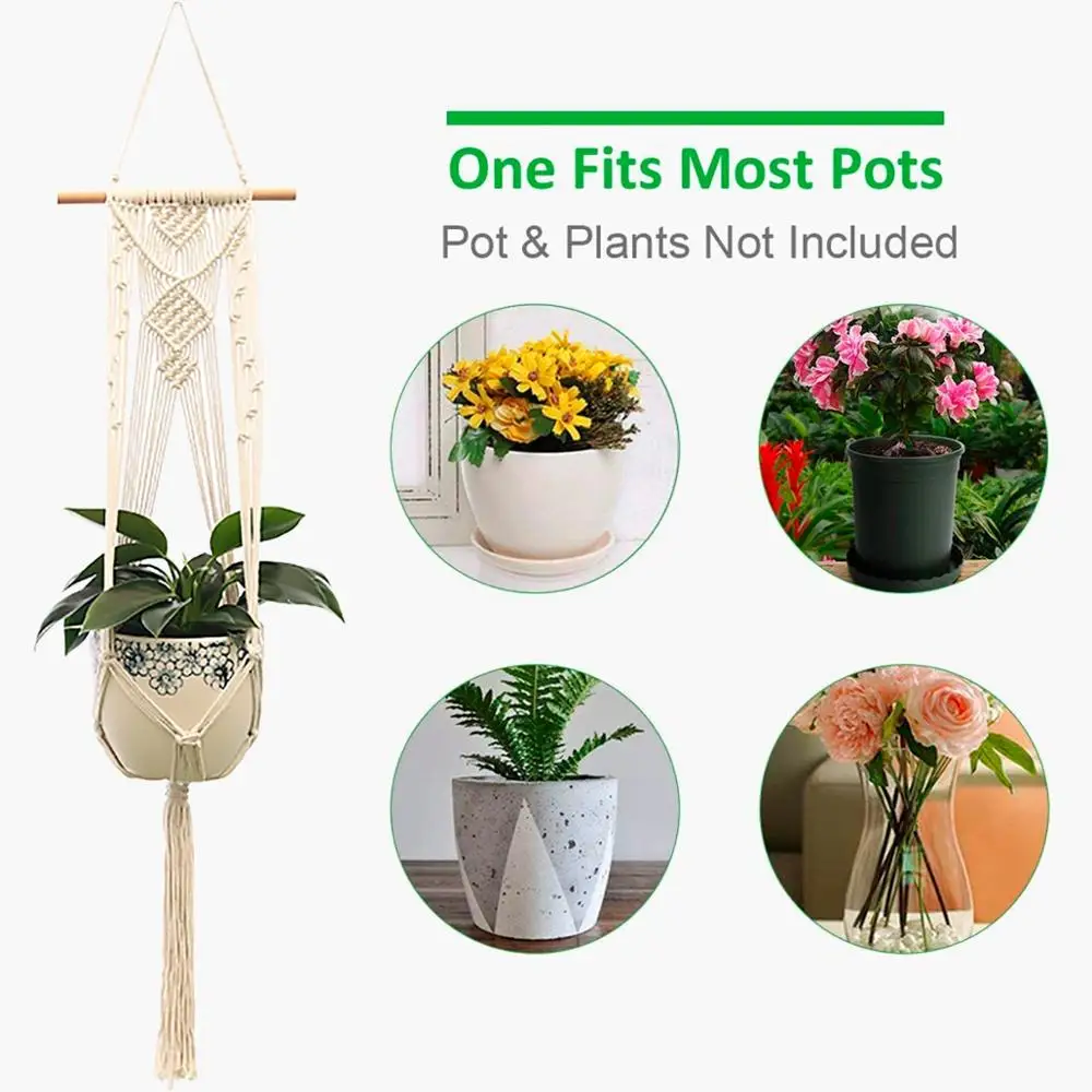 Hot Sales 100%Handmade Macrame Wall Hanging Plant Hanger Flower/Pot For Decor Planter Basket | Дом и сад