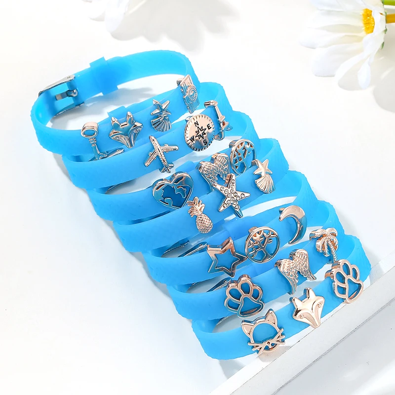 Силиконовая цепочка очаровательные браслеты сплав единорог торт брелок бусины