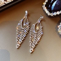s1136 fashion jewelry s925 silver post earrings rhinstone tassel dangle stud earrings