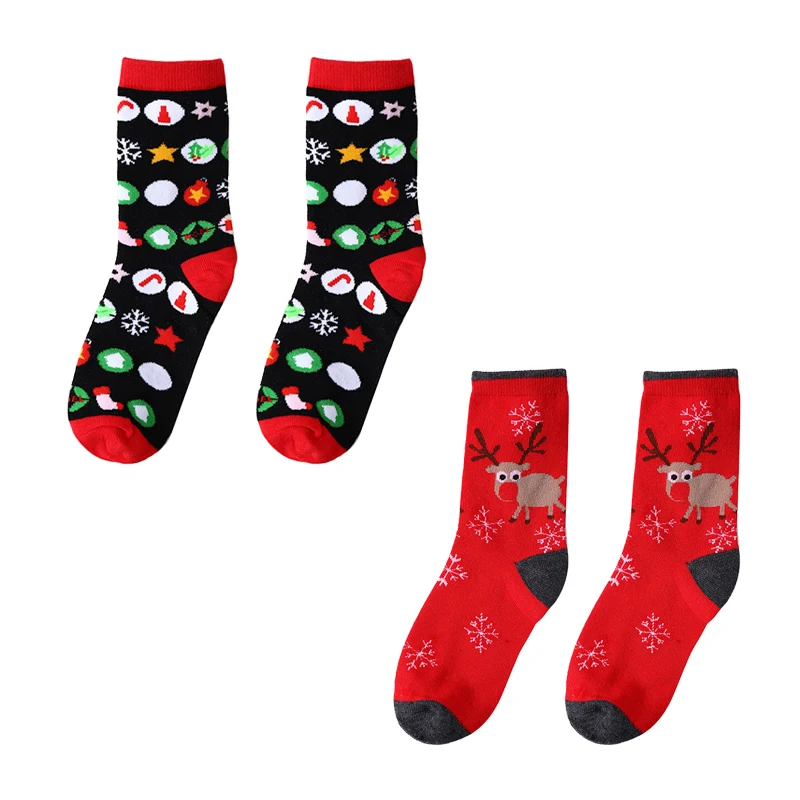 Set3 2 пар/лот, зимние женские носки, модные рождественские носки, носки с оленем Давида, хлопковые носки с героями мультфильмов, теплые женские носки, подарок на Рождество - Цвет: Set3