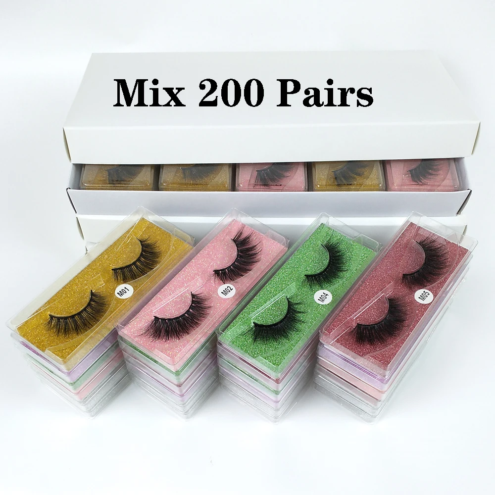 

Wholesale Eyelashes 50/100/200 Pairs 3d Mink Lashes Bulk Natural False Eyelashes Hand Made Makeup Eye Lashes 3D Mink Eyelashes