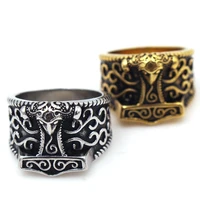 new retro animal wolf head pattern viking rune ring mens ring vintage metal ring accessories party jewelry