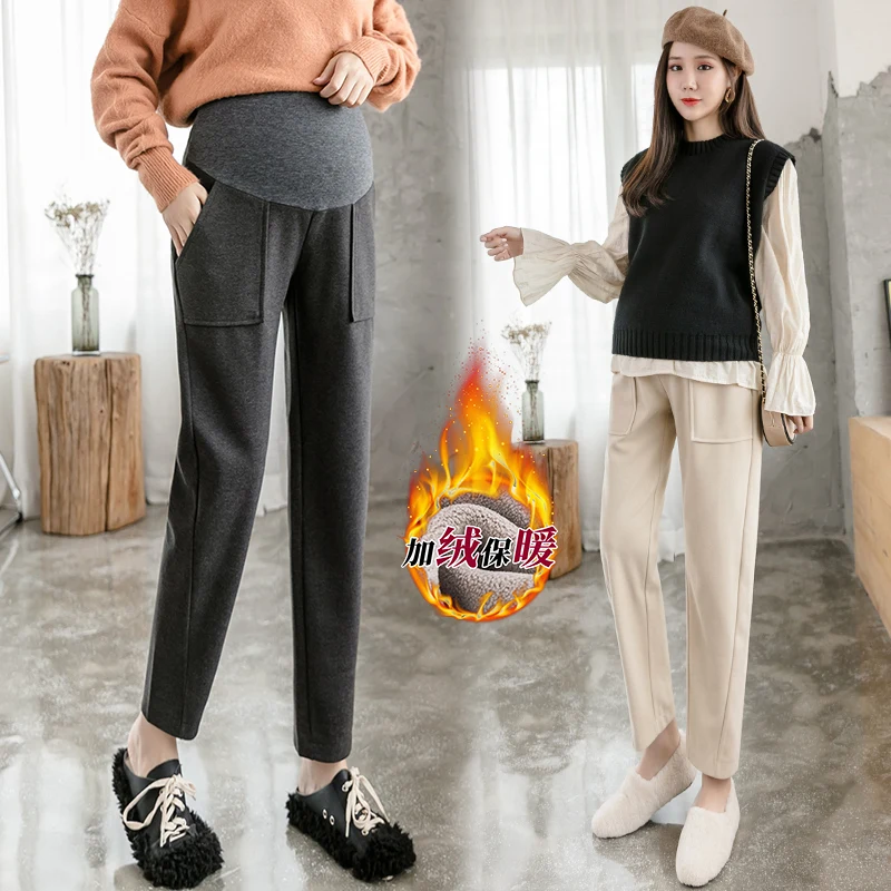 

Pregnant women with wool slacks winter sky lines, is expected to hold abdominal pants with thick warm loose pants of pregnant wo