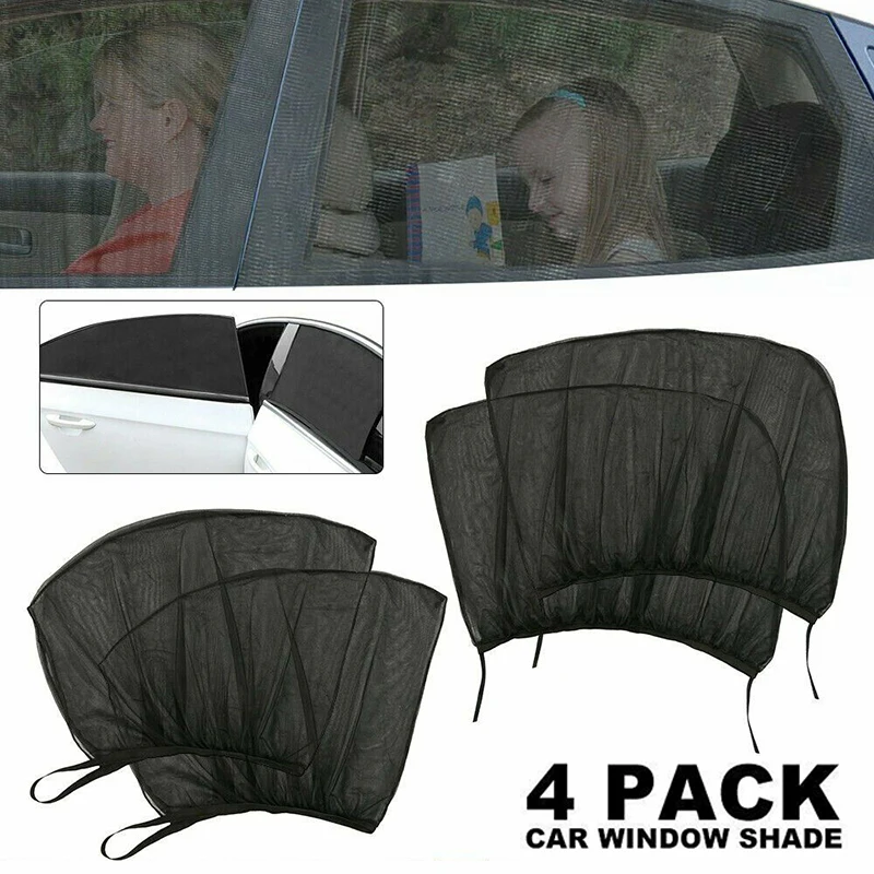 

4pcs Car Front Rear Side Window Sun Visor Shade Mesh Cover Insulation Anti-mosquito Fabric Shield Sunshade Curtain Parts