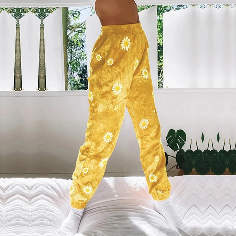 

WOMEN'S Pants New Style High-waisted Slim Fit Tie-dye Printed Bouquet Feet Casual Sports Pants Hip Hop Trousers