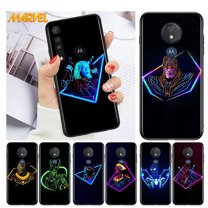

Marvel hero color for Motorola G9 G8 G E7 E6 One Play Marco Hyper Fusion Stylus Power Edge Plus Black Phone Case