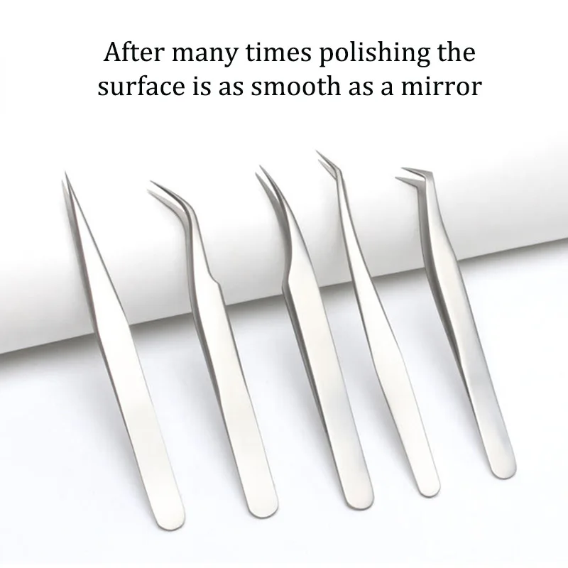 5pcs Stainless Steel Anti-Static Eyelash Tweezers Tool Kit With Leather Case Grafting Extension Eyebrow Forceps | Красота и здоровье