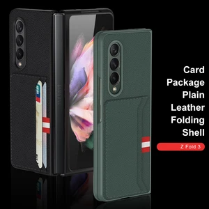 business card slot leather phone bag case for samsung galaxy z fold 3 fold3 5g flip 3 flip3 anti knock protective cover free global shipping