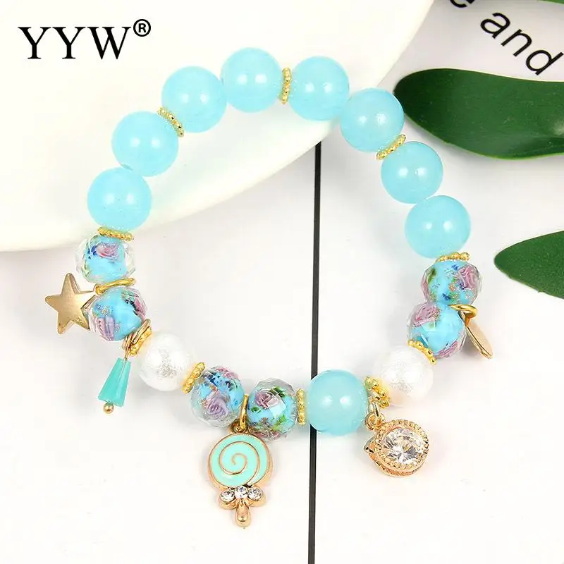 Браслеты женские с кристаллами милая эластичная цепочка изображением кошки