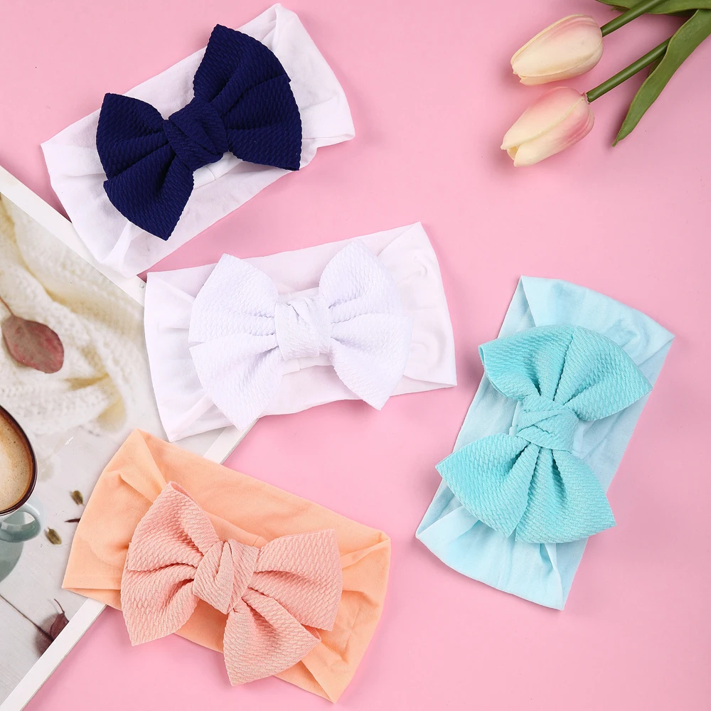 Детские повязки на голову с большим бантом широкая нейлоновая повязка для волос