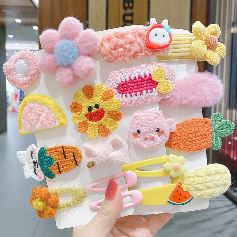 

Children's cartoon plush hairpins Korean princess headdress girls little girls broken hair bb hairpin cute baby hair