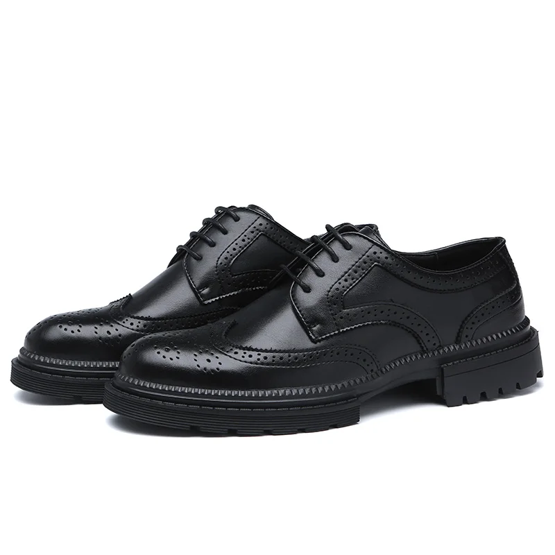Black Man Formal Shoes Flats Brogues Men Carved Pattern Round Toe Male Comfortable Oxford European Style Business Office | Обувь
