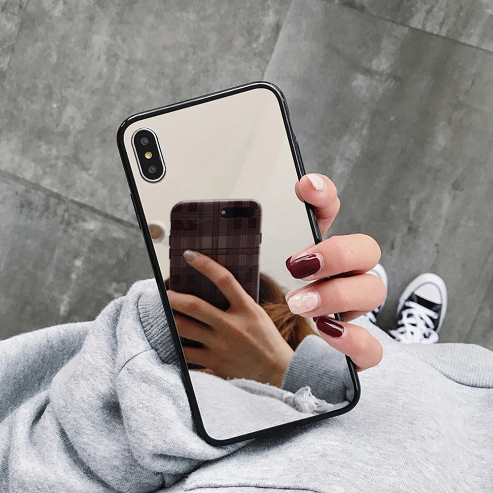 FDBRO New Full Mirror Silicone Case for iphone 7 8 6 6S Plus x 10 xr XS Pro MAX Bling Plating Soft TPU Drop proof Cover | Мобильные