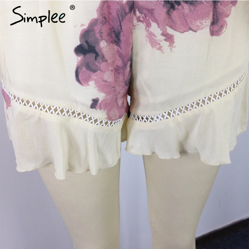Женские комбинезоны Simplee с оборками 2019 женский комбинезон цветочным принтом
