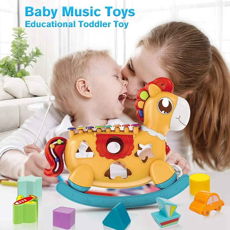 

Baby Xylophone Musical Toys 5 in 1 Musical Toy Set with Building Blocks Toddler Music Toy with Lights & Sound Kids Toys