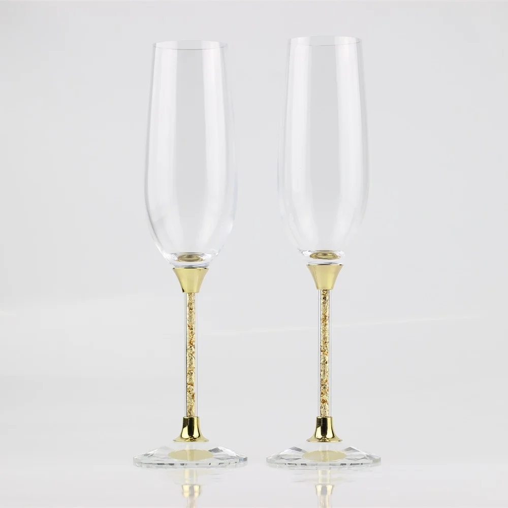Хрустальные свадебные питьевые очки набор с золотой фольгой в стебле|glasses uv400|glasses