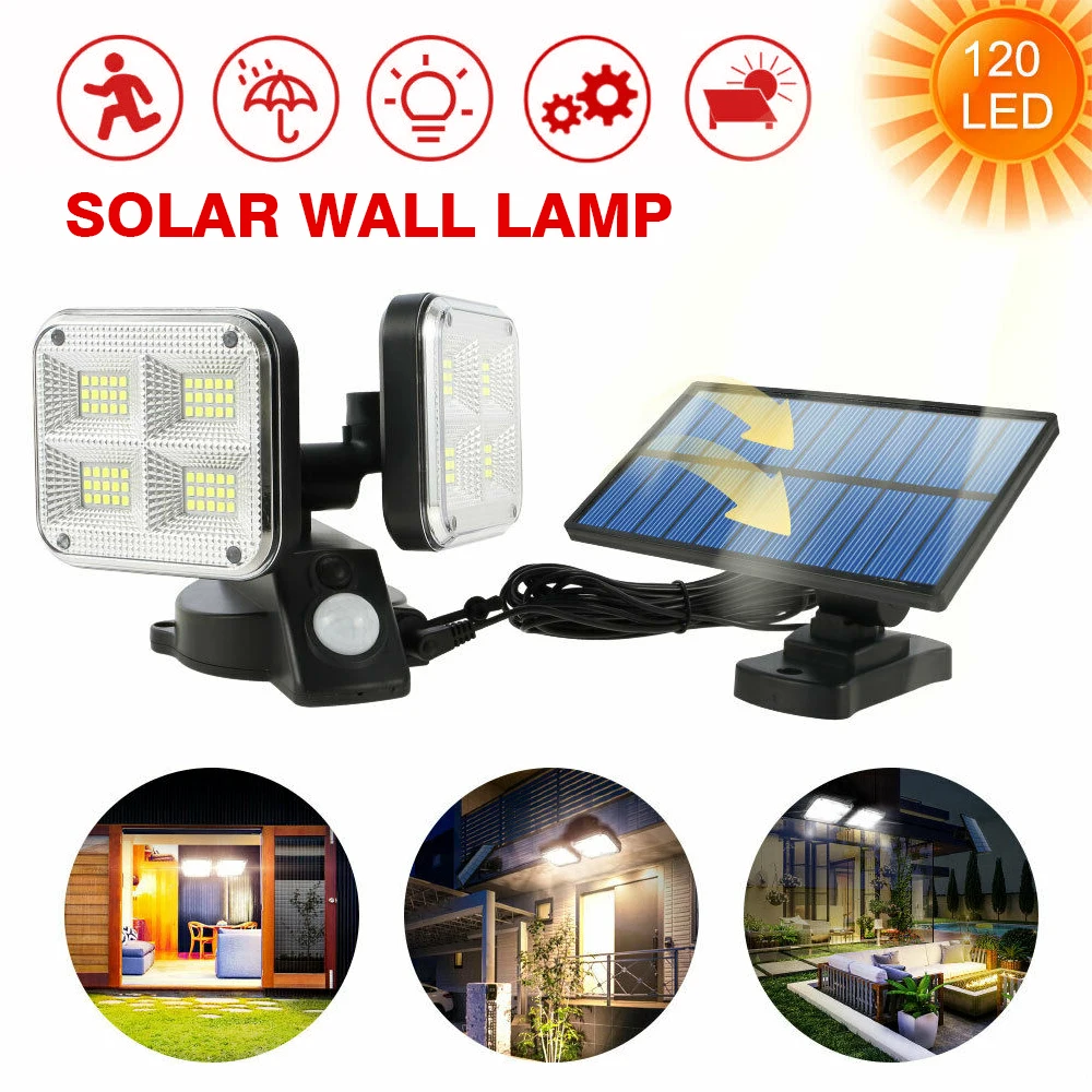 

Outdoor Floodlights 120 LED Solar Powered Garden Spotlight Motion Detector Wall Floodlight Waterproof Camping Tent Lantern