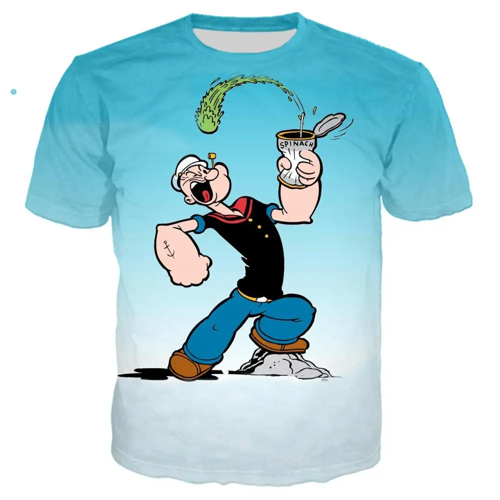 

2021 New Funny Popeye T Shirt 3d Print Men/women Summer Streetwear T-shirt Men Punk Crewneck Tshirt Clothes Oversized Tops 5xl