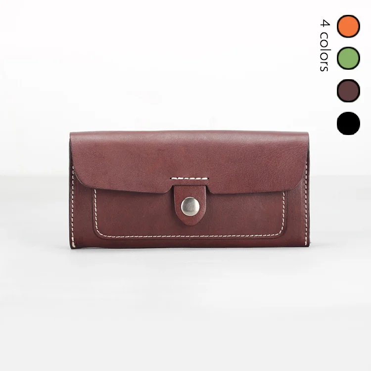 

New vegetable tanning leather go out fashion versatile women's wallet Japanese change bag multi card function Wallet