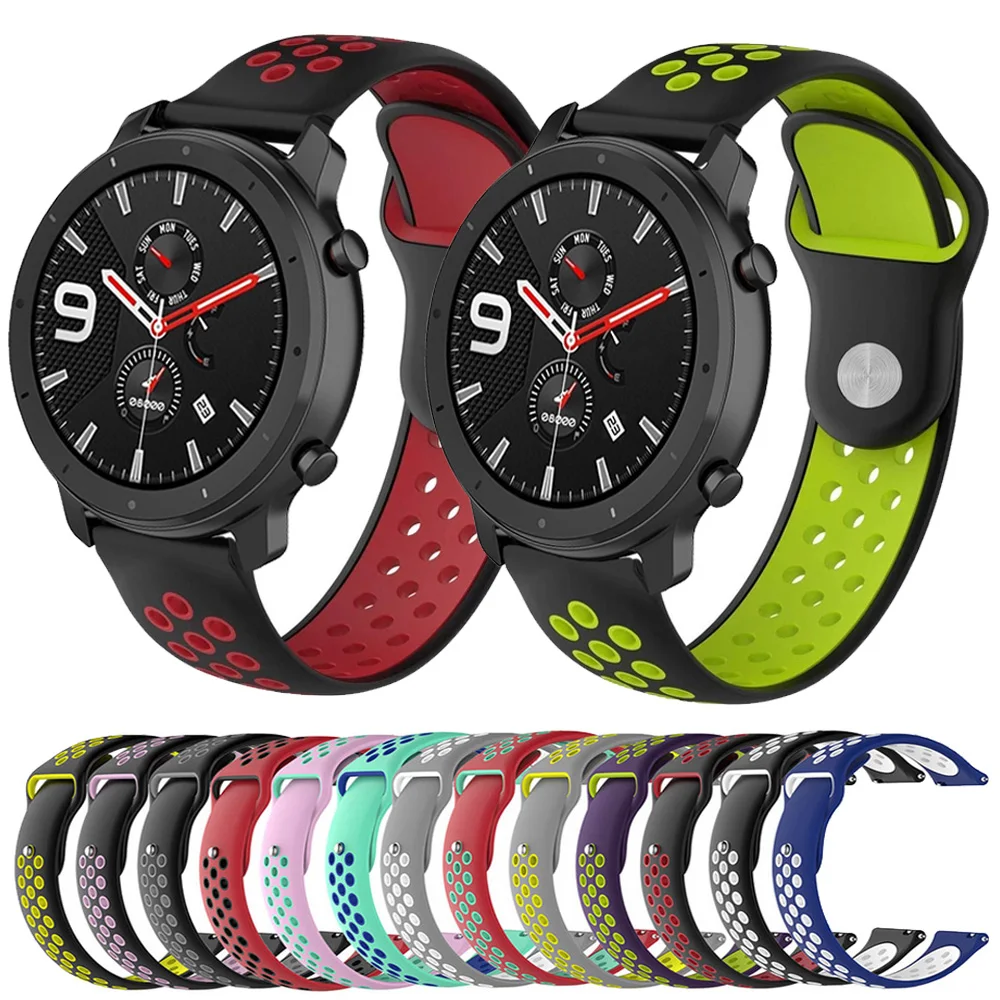 22MM Watchband Strap For Huami Amazfit GTR 47mm Breathable Sport Watch Silicone Soft Smart Bracelet 2 2S | Наручные часы