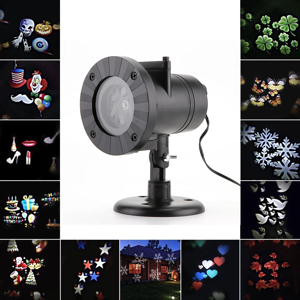 LED Snowflake Projector Star Lights 12pattern Christmas Laser Outdoor Waterproof Disco lamp Home Garden Indoor Decoration atmosp