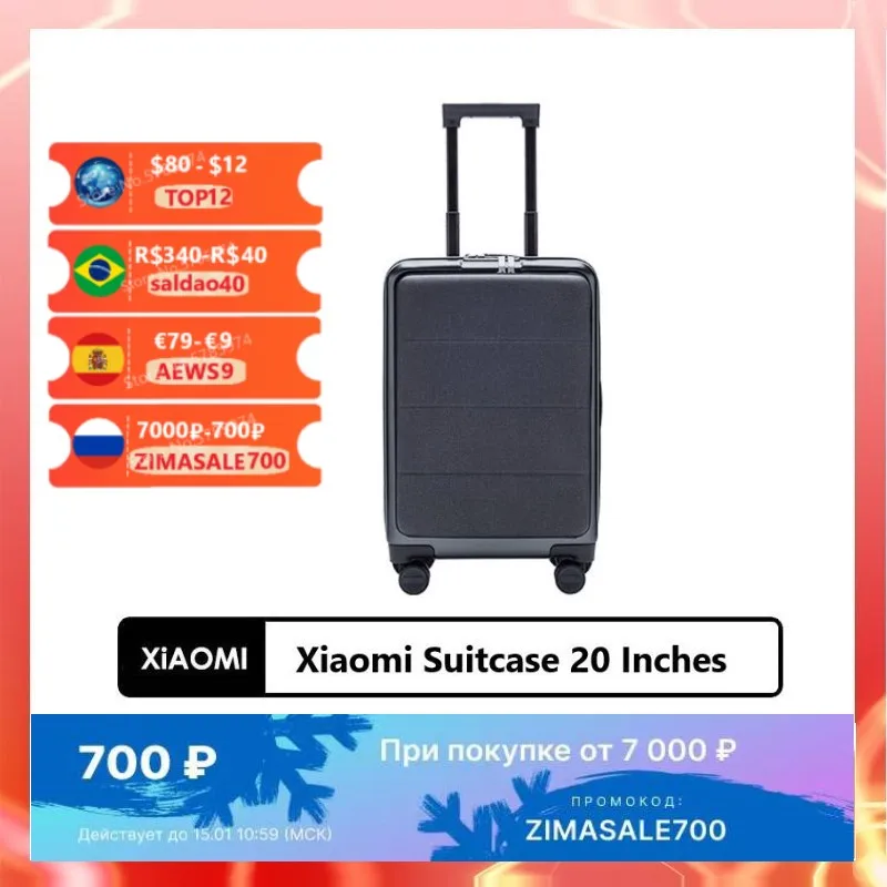 

Xiaomi 20-дюймовый портативный деловой Стандартный кейс из поликарбоната с двойным кодовым замком, деловой чемодан 360 °, универсальное колесо