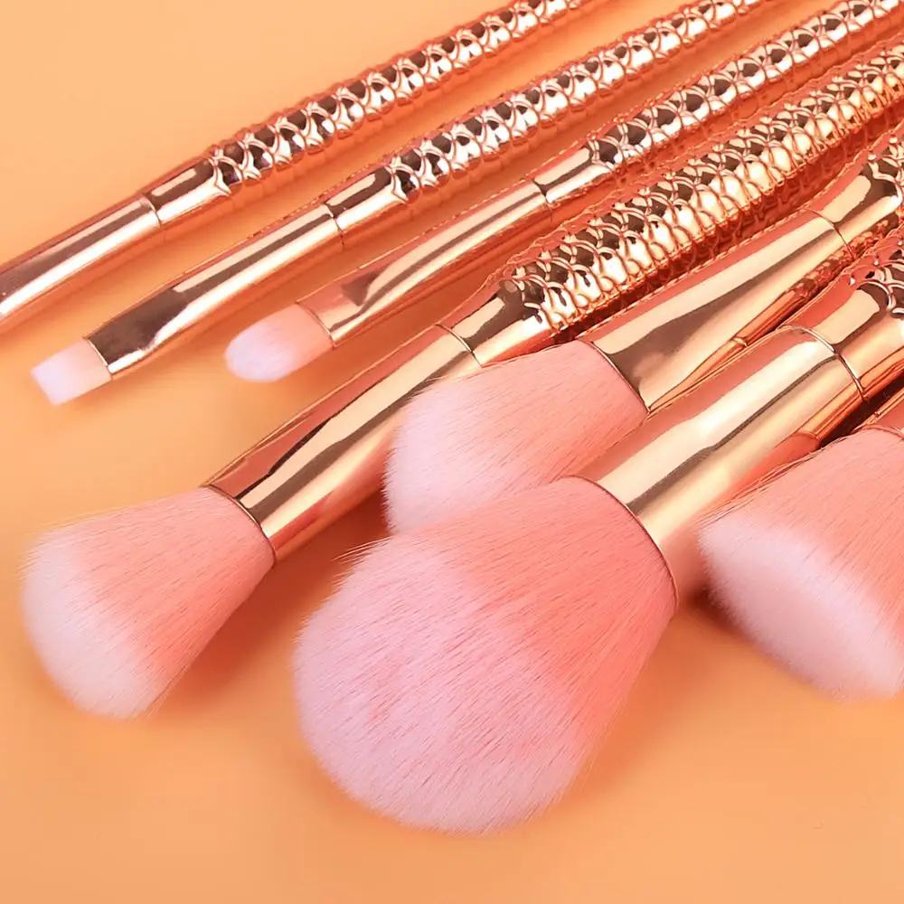 Модные золотые рыбий хвост набор кистей для макияжа 11 шт. макияж основа тени глаз