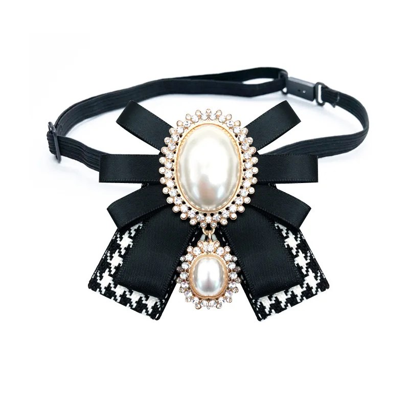 8 i-Remiel Fashion New Korean Pearl Bow Tie Brooch for Female Ancient Rhinestone Lapel Pin Badge Corsage Shirt Collar Accessories - Окраска металла: 8