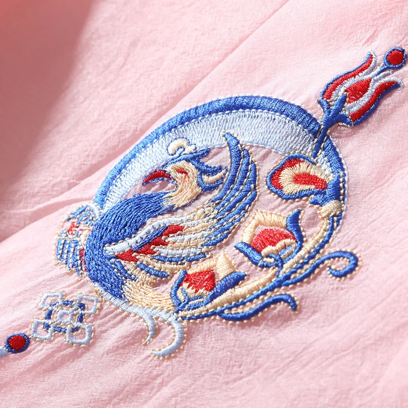 ТРАПЕЦИЕВИДНОЕ розовое летнее платье-Ципао с принтом современное платье аозай |