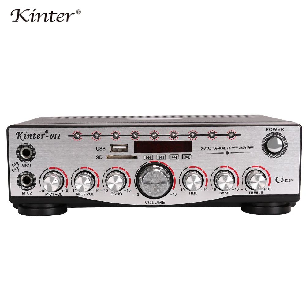 Kinter-011 hifi стерео звук караоке усилитель аудио 2,0 канальный источник питания AC и DC12V предложение USB SD Mic вход использовать в домашних условиях