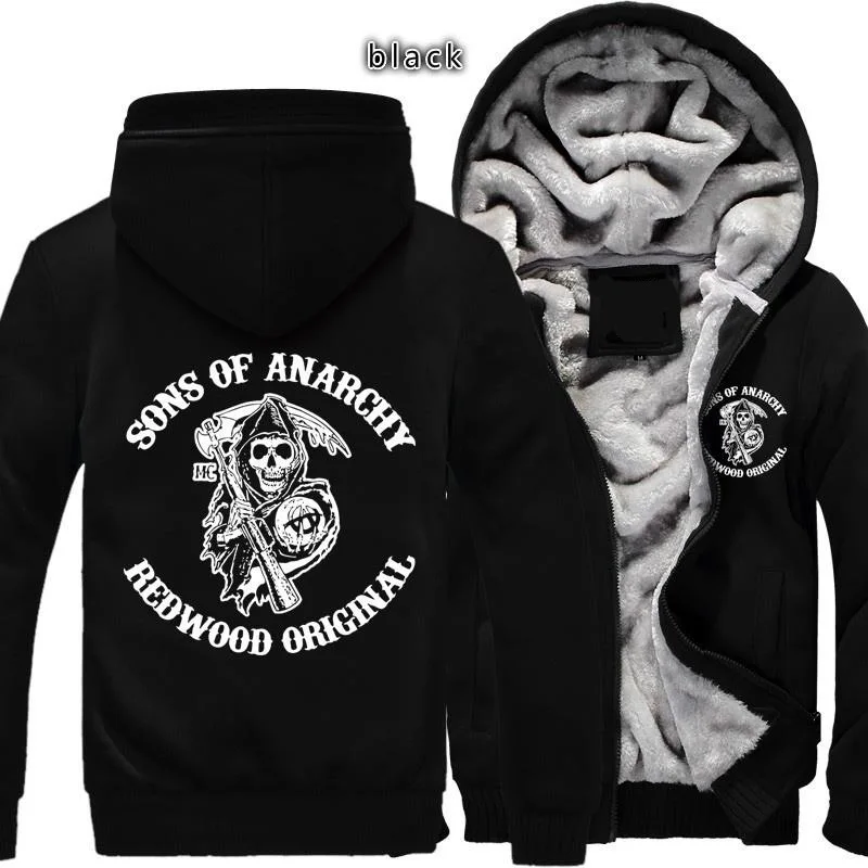 

2021 For Sons of Anarchy chaos fleece cotton coats Liberalism winter zipper Print Mens Hoodies Jacket MC Thicken Sweaterwear 6