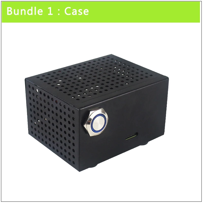 Bundle 1 Металлический чехол для Nvidia Jetson Nano, черный корпус, кнопка включения/сброса, Дополнительный вентилятор охлаждения, поддержка антенны камеры GPIO - Цвет: Bundle 1