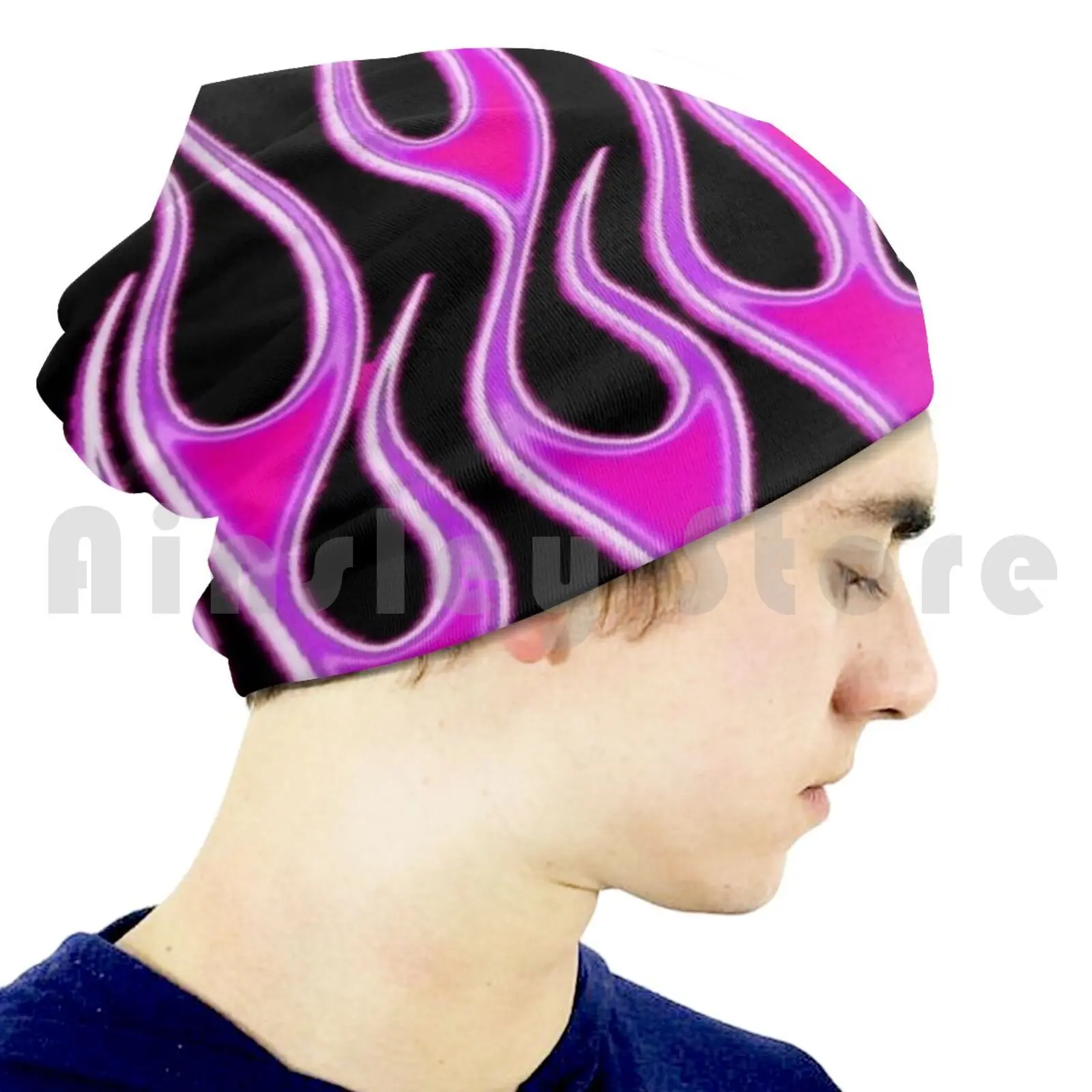 Черно-розовые шапки-бини с языком пламени пуловер Удобная шапка брац норманский