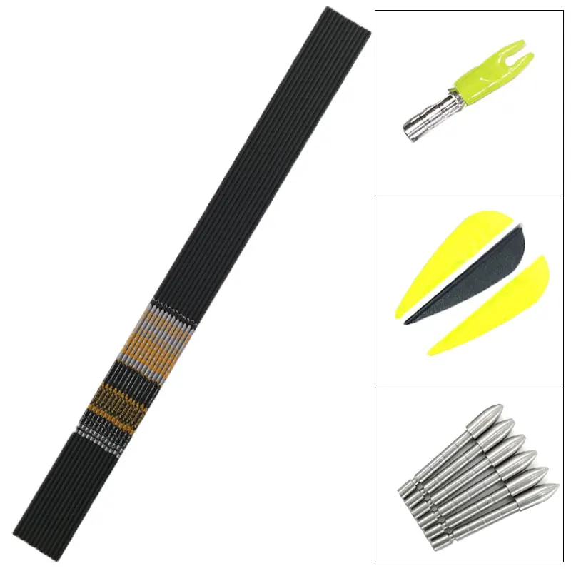 12set Archery ID4.2mm Carbon Arrow Shaft Spine 350-900 30.5inch Vanes Points Pin Nock DIY Compound Bow Hunting
