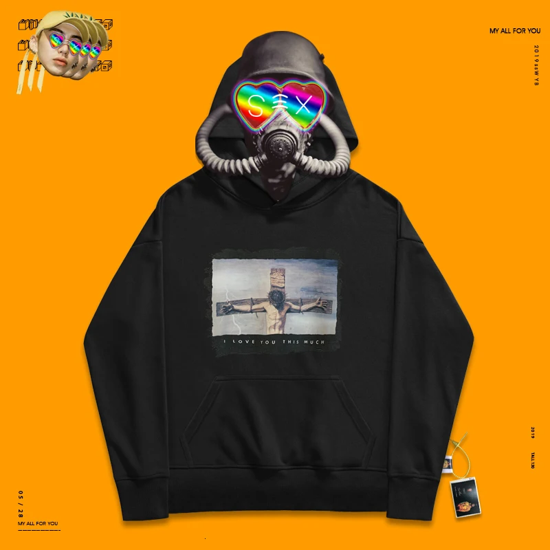 С капюшоном рэп свободный самодельный Досуг Толстовка Мужская Аниме комиксы Ins