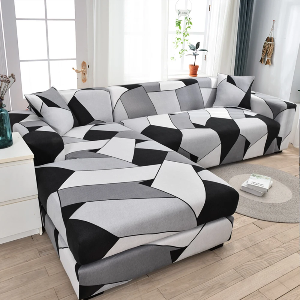 

Geometric Sofa Cover for Living Room Stretch Printed Couch Cover Pets Elastic Dust-proof Corner L shape Chaise longue Slipcovers