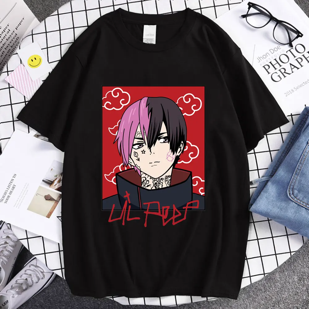 

Модная стильная одежда для пар, футболки с рисунком из аниме «Лил Пип яоань», футболки для пар Unsiex, Классическая Удобная трендовая одежда, Ли...