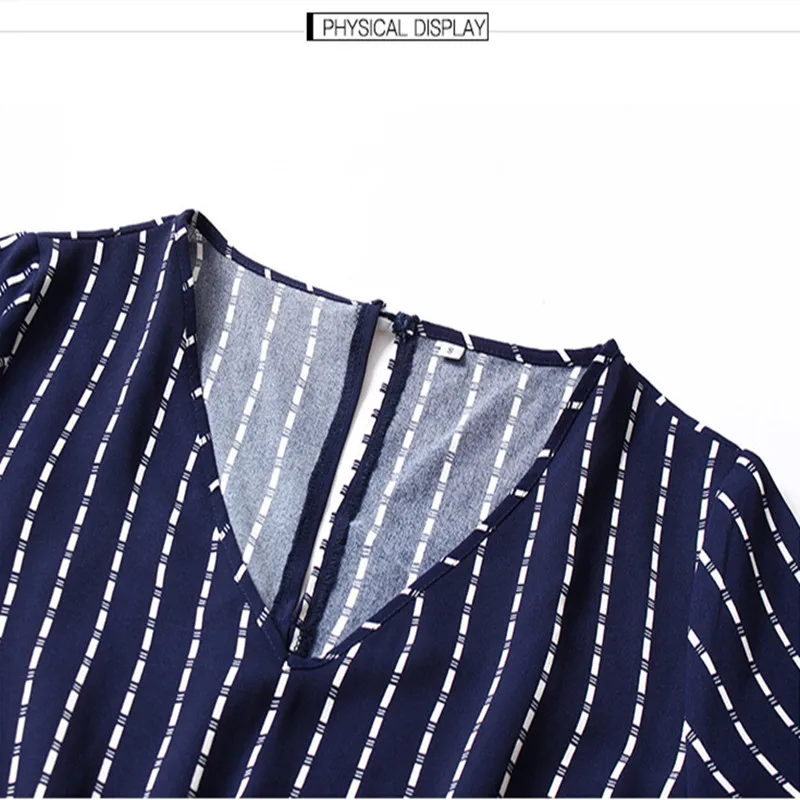 

Striped Dress Women 2020 Summer Short Sleeve V Neck Midi Dresses Elegant Solid Color Lace-up Party Sundress Boho Robe Vestidos